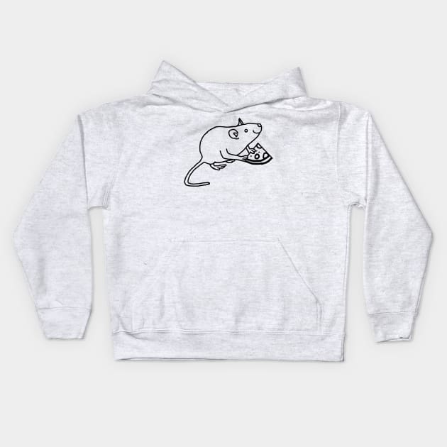 Rat with Pizza Slice Outline for a Geek Kids Hoodie by ellenhenryart